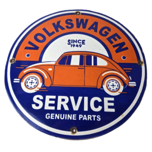 Vintage Volkswagen Porcelain Sign - Beetle Service Genuine Parts Sign