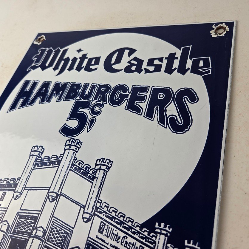 Vintage White Castle Porcelain Sign - Food Burgers Restaurant Drive Thru Sign - Image 12