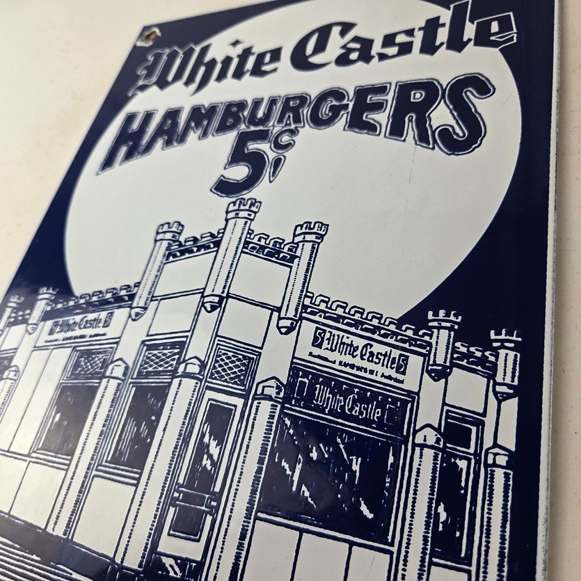 Vintage White Castle Porcelain Sign - Food Burgers Restaurant Drive Thru Sign - Image 13