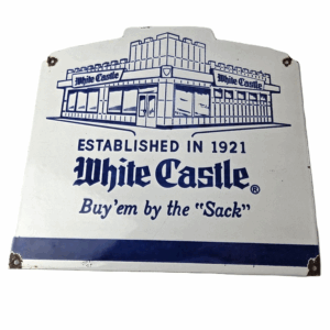 Vintage White Castle Sign - Fast Food Burgers Porcelain Advertising Gas Sign