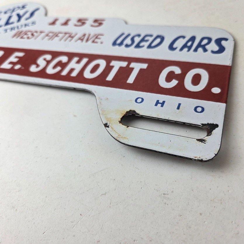 Vintage Willys Jeeps Sign Topper - Auto Used Gas Porcelain License Plate Topper - Image 14