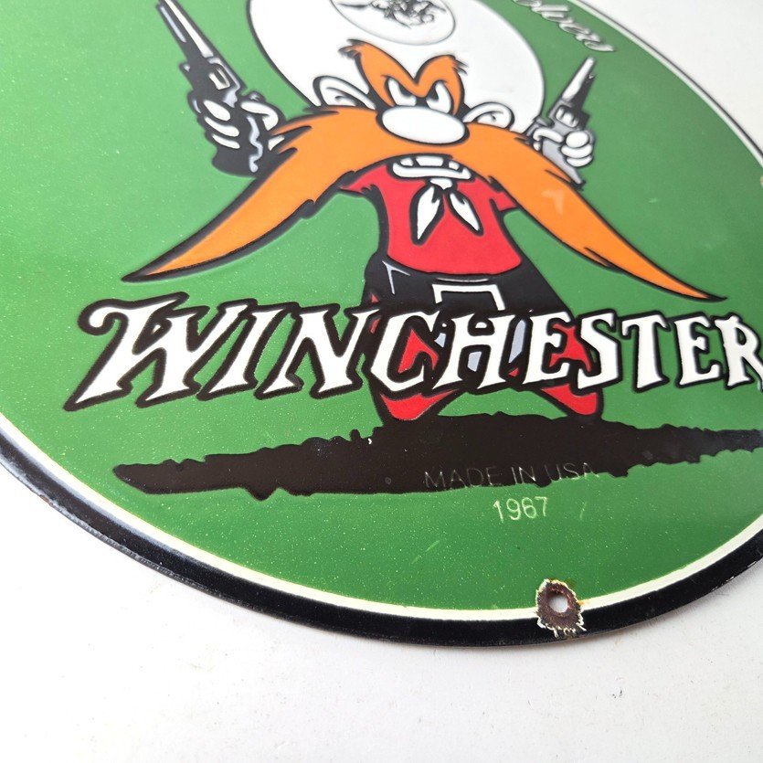 Vintage Winchester Porcelain Sign - Pistols Shooter Gas Service Pump Sign - Image 11