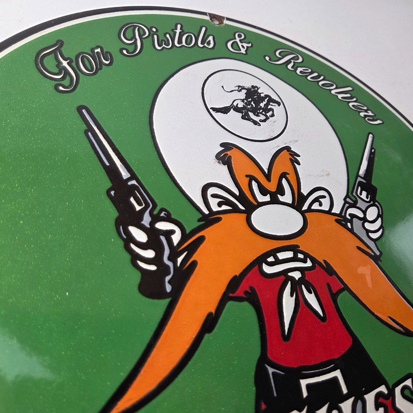 Vintage Winchester Porcelain Sign - Pistols Shooter Gas Service Pump Sign - Image 5