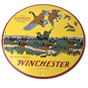 Vintage Winchester Sign - Porcelain Firearms Shot Gun Hunting Gas Oil Pump Sign