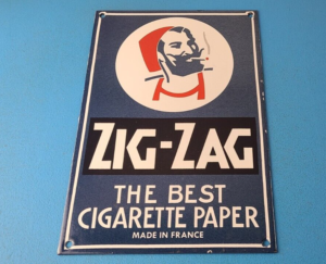 Vintage Zig Zag Cigarette Papers Sign Porcelain Tobacco Gas Pump Plate Sign 305853068555