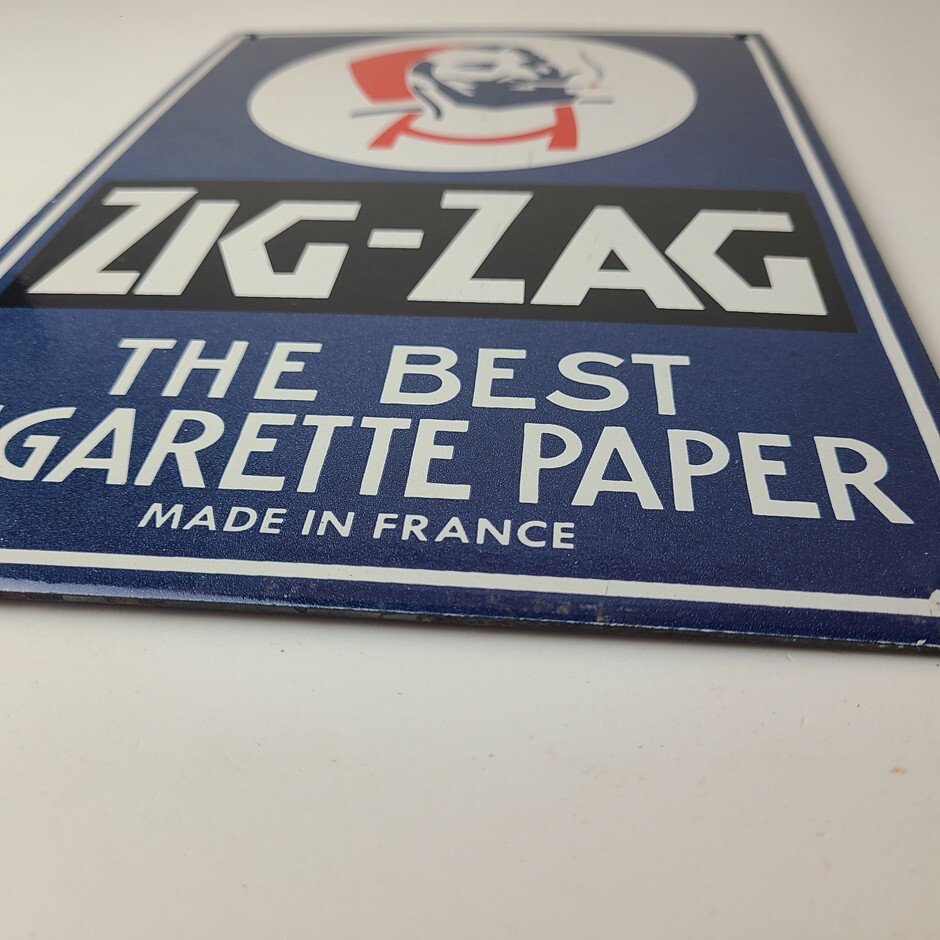 Vintage Zig-Zag Cigarette Papers Sign - Porcelain Tobacco Gas Pump Plate Sign - Image 11