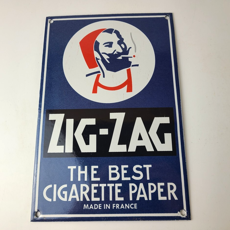 Vintage Zig-Zag Cigarette Papers Sign - Porcelain Tobacco Gas Pump Plate Sign - Image 12