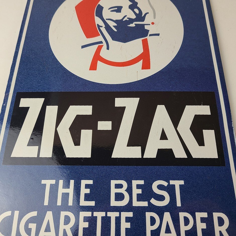 Vintage Zig-Zag Cigarette Papers Sign - Porcelain Tobacco Gas Pump Plate Sign - Image 4