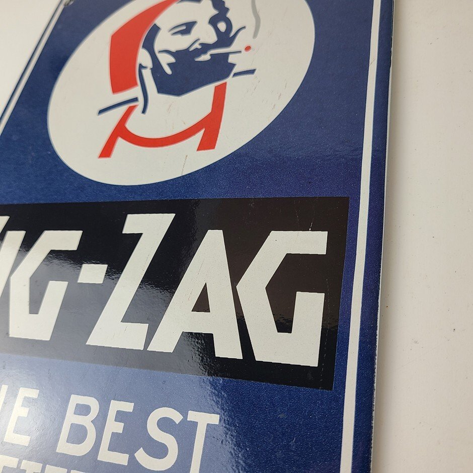 Vintage Zig-Zag Cigarette Papers Sign - Porcelain Tobacco Gas Pump Plate Sign - Image 9