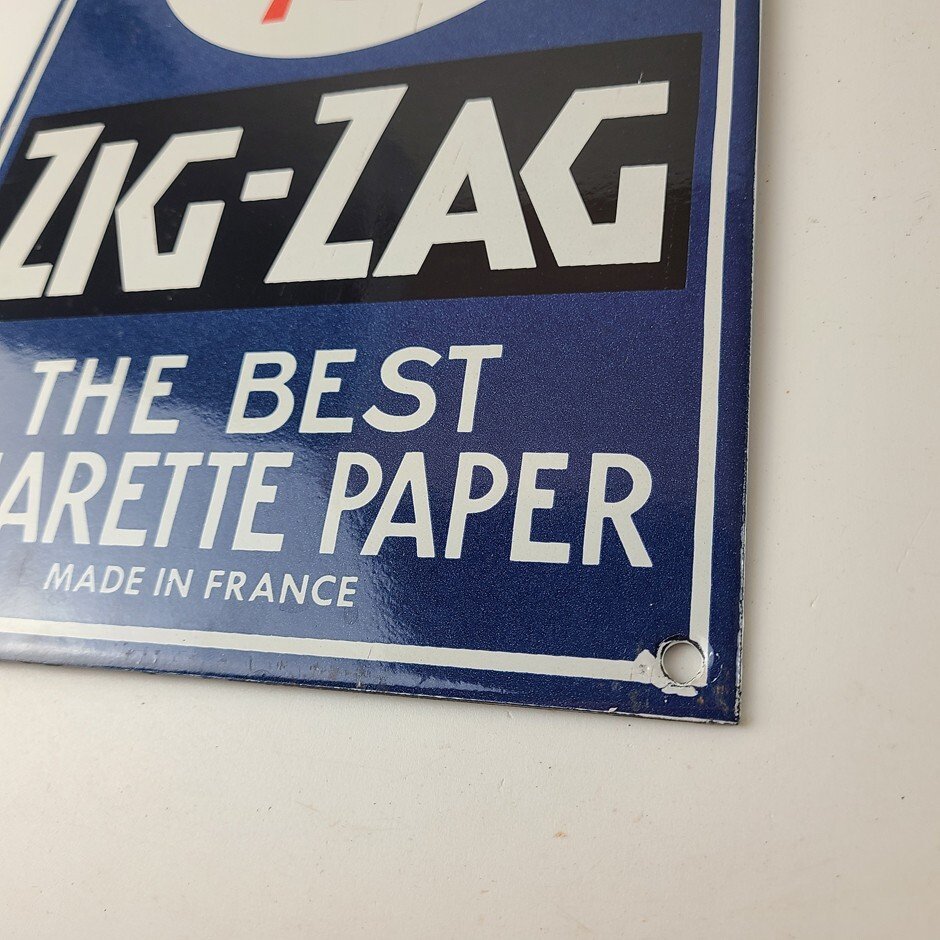 Vintage Zig-Zag Cigarette Papers Sign - Porcelain Tobacco Gas Pump Plate Sign - Image 10