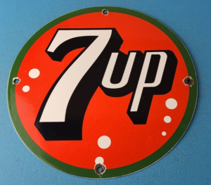 VINTAGE 7 UP PORCELAIN OLD BOTTLES BEVERAGE 12 COLA GENERAL GAS SERVICE SIGN 305872153706