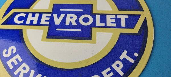 VINTAGE CHEVROLET PORCELAIN SERVICE DEPT SALES GAS PUMP PLATE SIGN 305931628106 3