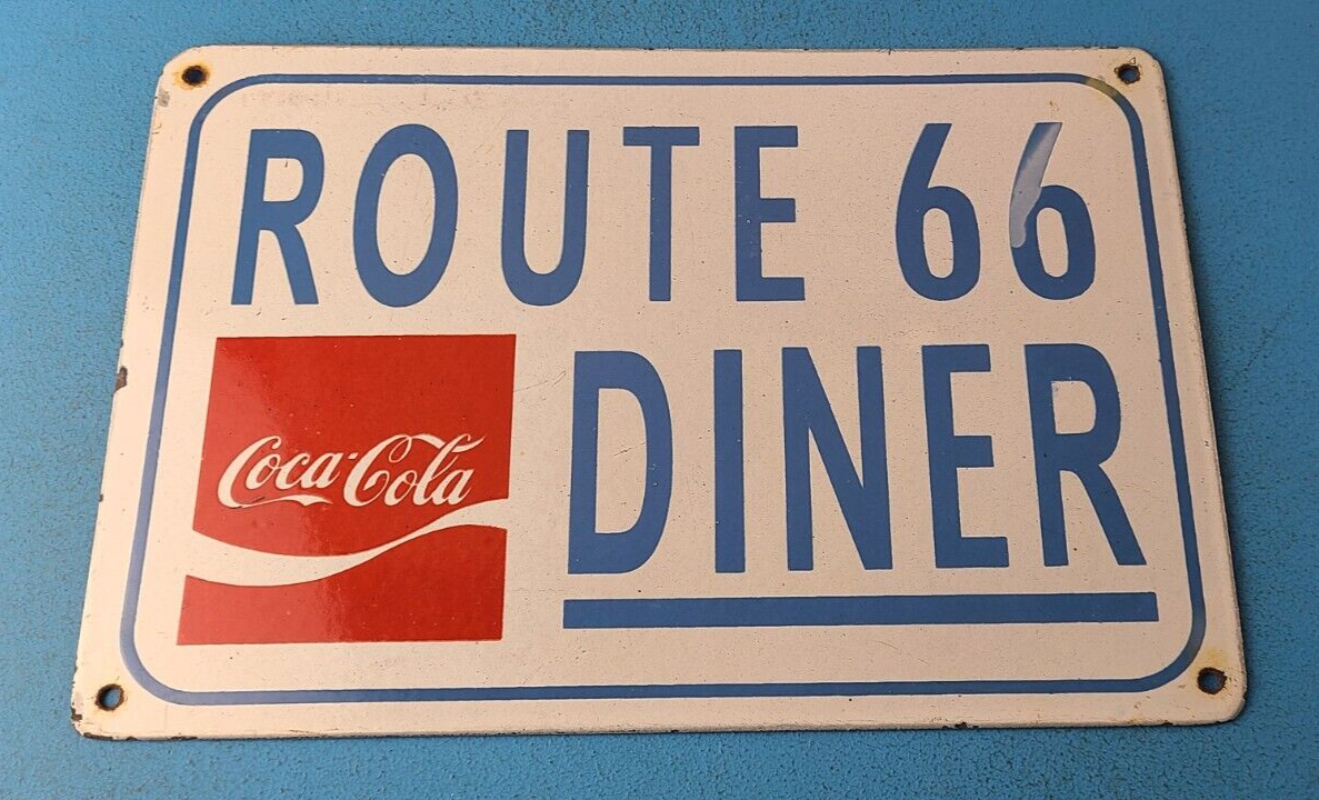 VINTAGE COCA COLA PORCELAIN ROUTE 66 DINER SERVICE STATION GAS PUMP SIGN 305889889356