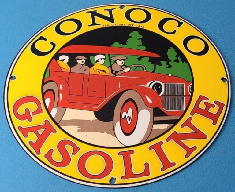 VINTAGE CONOCO GASOLINE PORCELAIN 1926 FORD AUTO CAR SERVICE STATION SIGN 306058536536