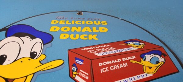 VINTAGE DONALD DUCK ICE CREAM PORCELAIN GAS PUMP PLATE SERVICE STATION SIGN 305238367746 11