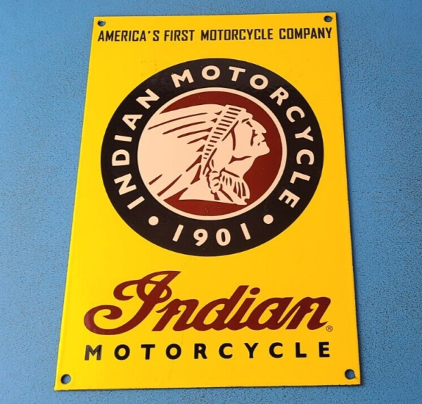 VINTAGE INDIAN MOTORCYCLE PORCELAIN GAS SERVICE STATION CHIEF DEALER PUMP SIGN 305151734636