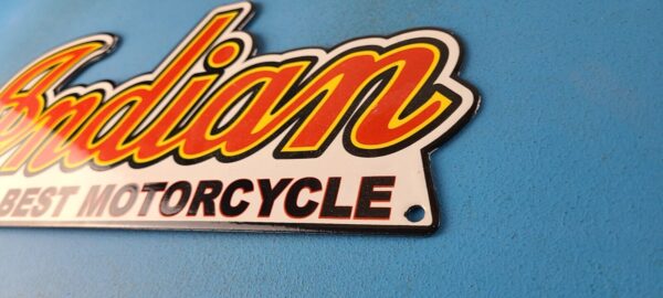 VINTAGE INDIAN MOTORCYCLE PORCELAIN SERVICE STATION PUMP AMERICAN CHIEF SIGN 305219239906 9