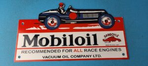 VINTAGE MOBIL GASOLINE PORCELAIN RACE CAR SERVICE STATION PUMP GARGOYLE SIGN 305885145336