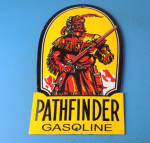 VINTAGE PATHFINDER GASOLINE PORCELAIN SERVICE STATION GAS OIL PUMP PLATE SIGN 305892287406