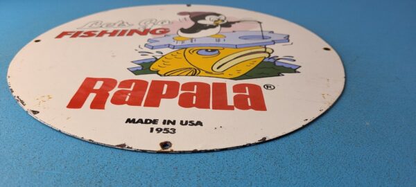 VINTAGE RAPALA FISHING LURES PORCELAIN CHILLY SALES TACKLE SERVICE GAS PUMP SIGN 305780765676 10