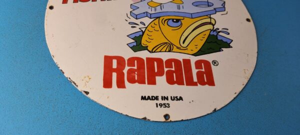 VINTAGE RAPALA FISHING LURES PORCELAIN CHILLY SALES TACKLE SERVICE GAS PUMP SIGN 305780765676 6