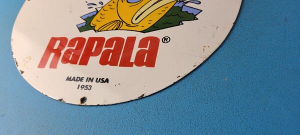 VINTAGE RAPALA FISHING LURES PORCELAIN CHILLY SALES TACKLE SERVICE GAS PUMP SIGN 305780765676 9