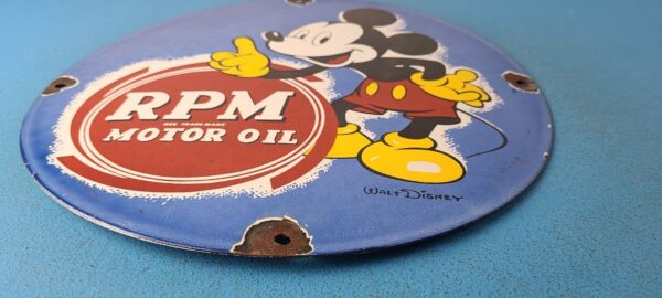 VINTAGE RPM MOTOR OIL PORCELAIN MICKEY MOUSE WALT DISNEY SERVICE GAS PUMP SIGN 305768678666 10