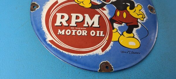 VINTAGE RPM MOTOR OIL PORCELAIN MICKEY MOUSE WALT DISNEY SERVICE GAS PUMP SIGN 305768678666 6