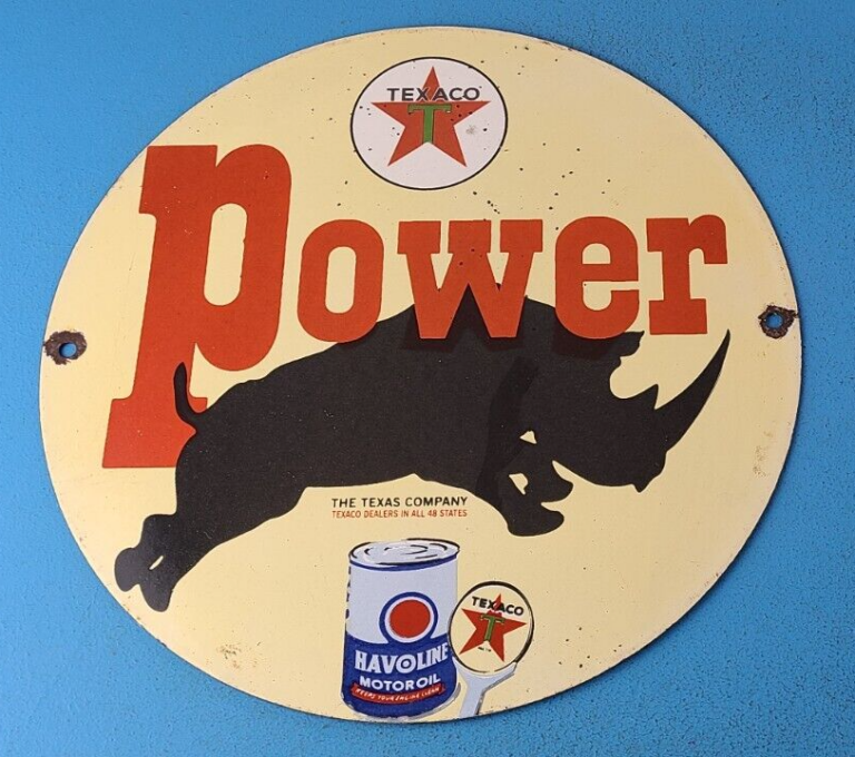 VINTAGE TEXACO GASOLINE PORCELAIN HAVOLINE TEXAS COMPANY GAS SERVICE PUMP SIGN 306059917906