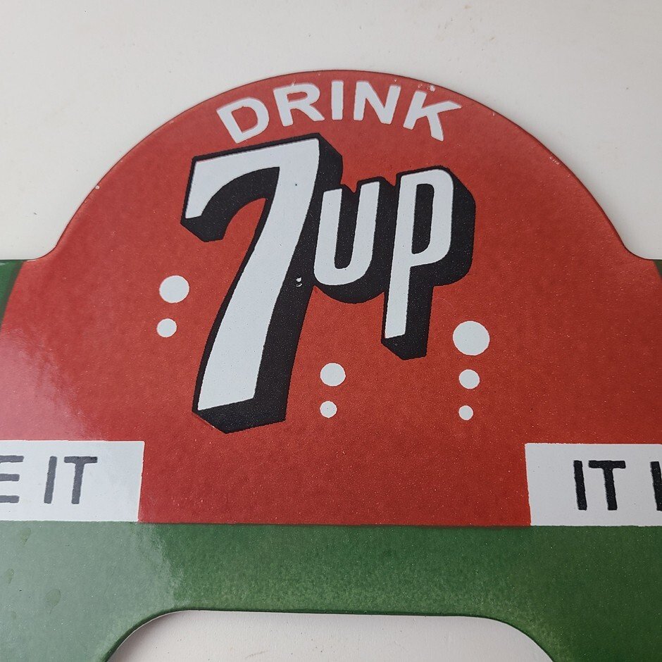 Vintage 7 Up Soda License Plate Topper - Drive Safe Sign Ad on Automobile Topper - Image 3
