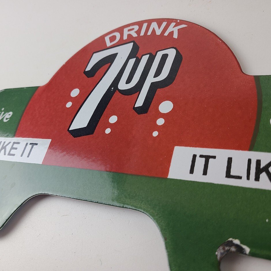 Vintage 7 Up Soda License Plate Topper - Drive Safe Sign Ad on Automobile Topper - Image 8