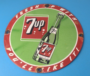 Vintage 7 Up Soda Porcelain Grocery Piggly General Store Gas Oil Pump Plate Sign 305898343496