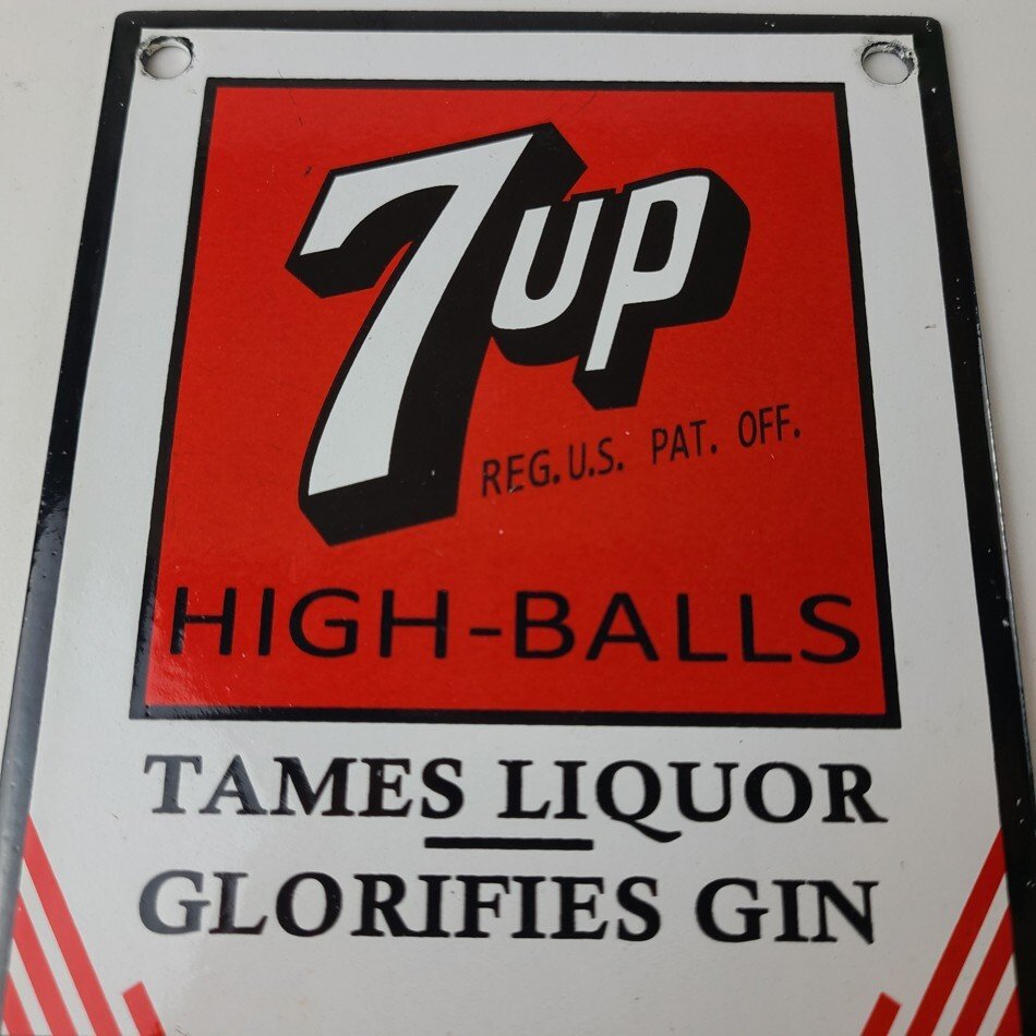 Vintage 7 Up Soda Sign - Porcelain General Store Gas Oil Pump Liquor Sign - Image 3