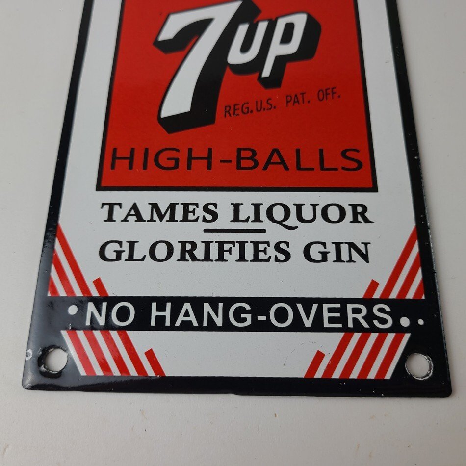 Vintage 7 Up Soda Sign - Porcelain General Store Gas Oil Pump Liquor Sign - Image 4