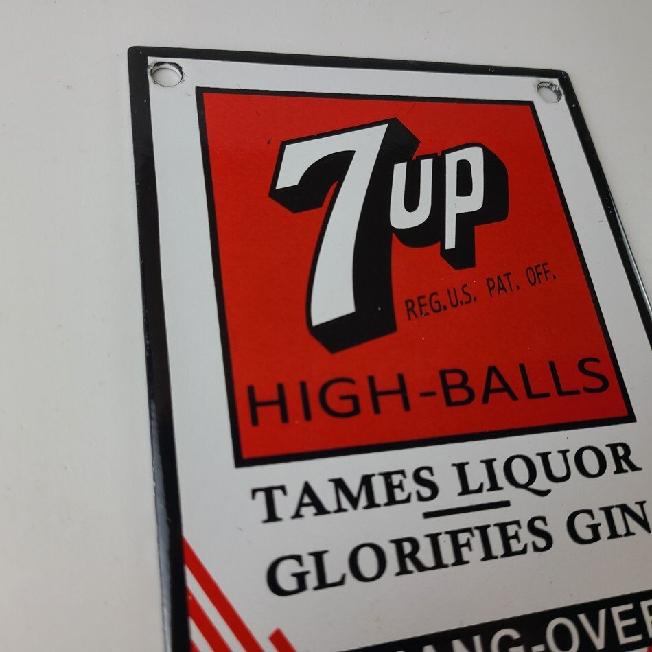 Vintage 7 Up Soda Sign - Porcelain General Store Gas Oil Pump Liquor Sign - Image 5