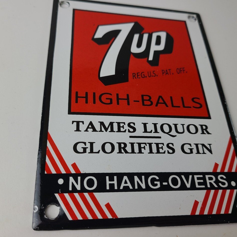 Vintage 7 Up Soda Sign - Porcelain General Store Gas Oil Pump Liquor Sign - Image 6