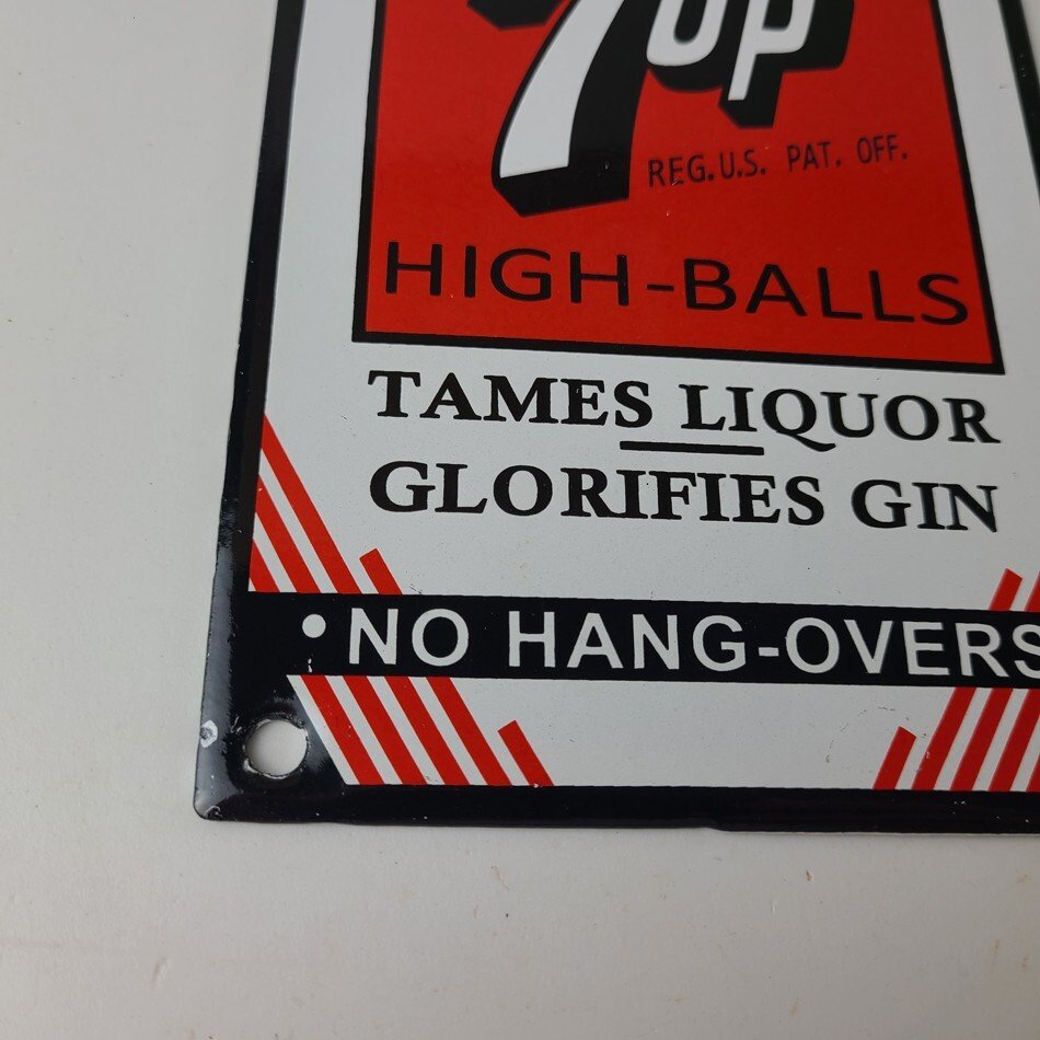 Vintage 7 Up Soda Sign - Porcelain General Store Gas Oil Pump Liquor Sign - Image 7