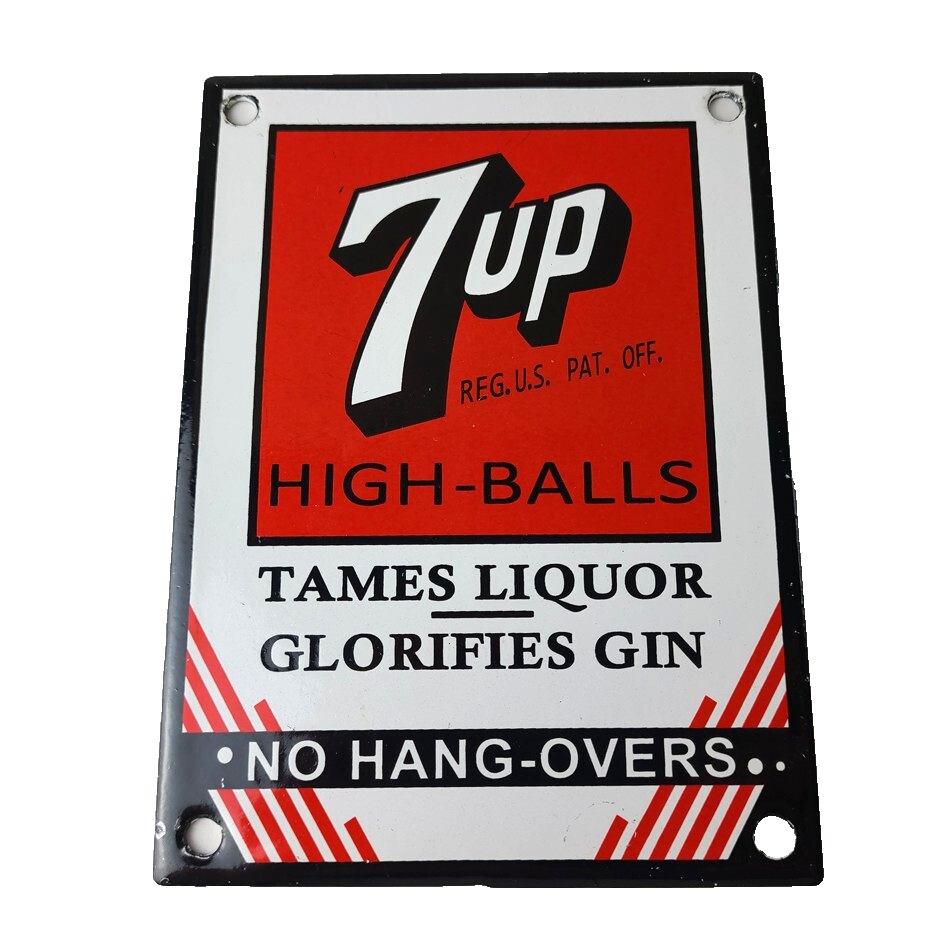 Vintage 7 Up Soda Sign - Porcelain General Store Gas Oil Pump Liquor Sign