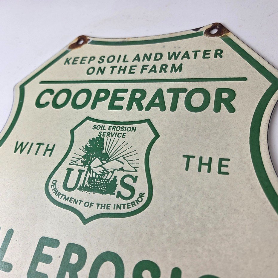 Vintage AG Department Sign - Forest Service Soil Erosion Gas Pump Porcelain Sign - Image 11