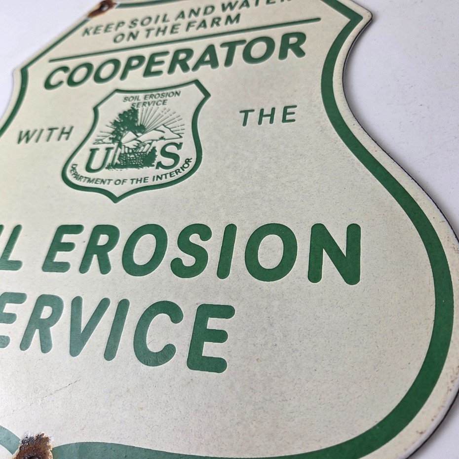 Vintage AG Department Sign - Forest Service Soil Erosion Gas Pump Porcelain Sign - Image 12