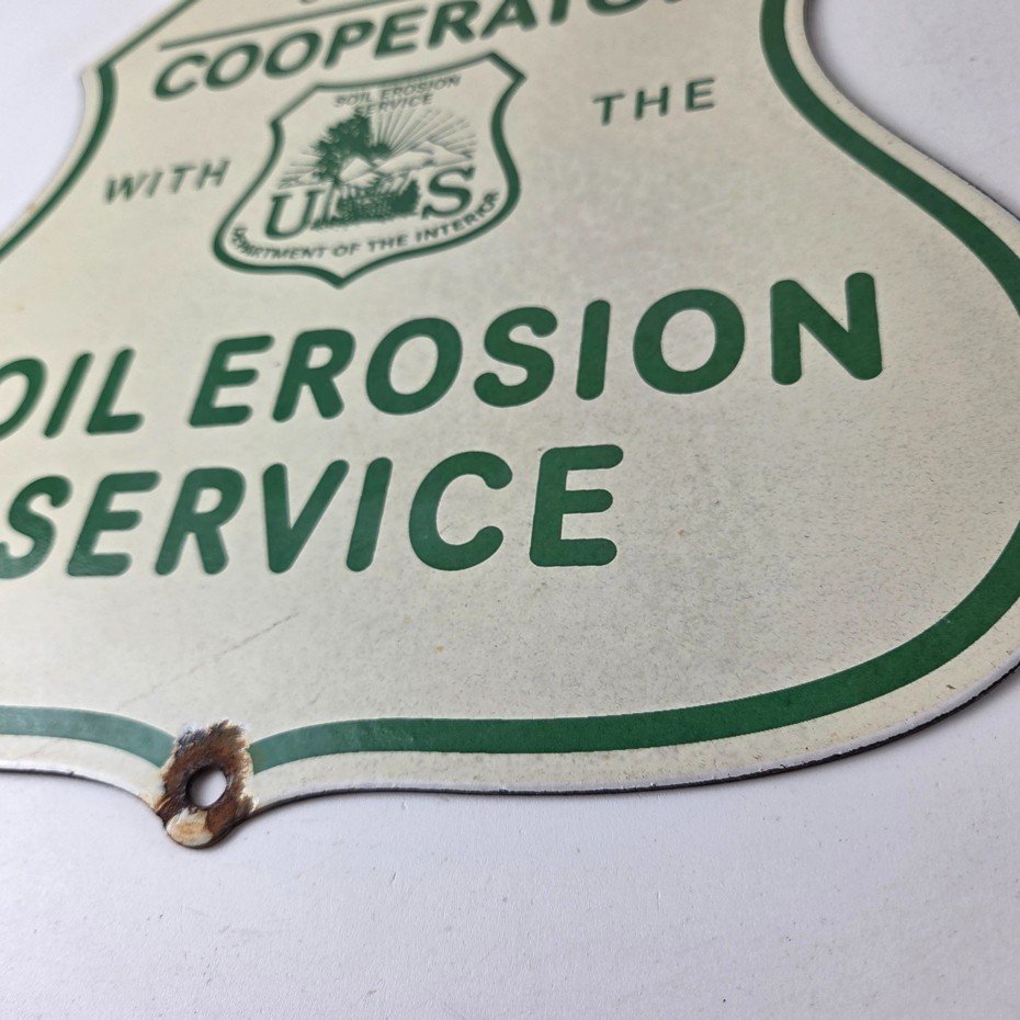 Vintage AG Department Sign - Forest Service Soil Erosion Gas Pump Porcelain Sign - Image 13