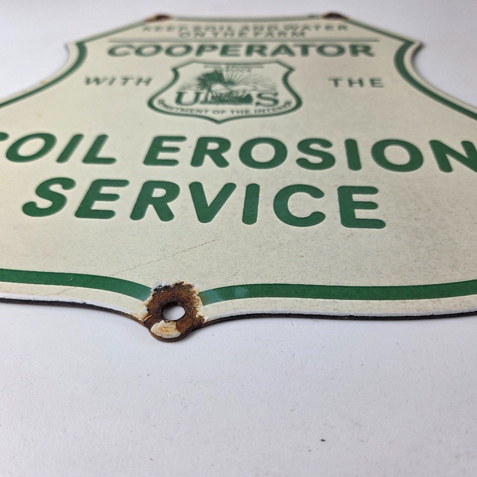 Vintage AG Department Sign - Forest Service Soil Erosion Gas Pump Porcelain Sign - Image 14