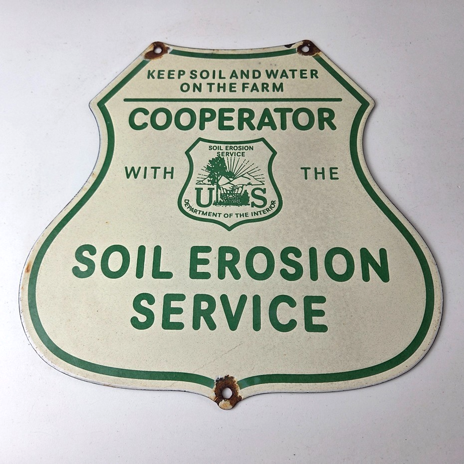 Vintage AG Department Sign - Forest Service Soil Erosion Gas Pump Porcelain Sign - Image 15