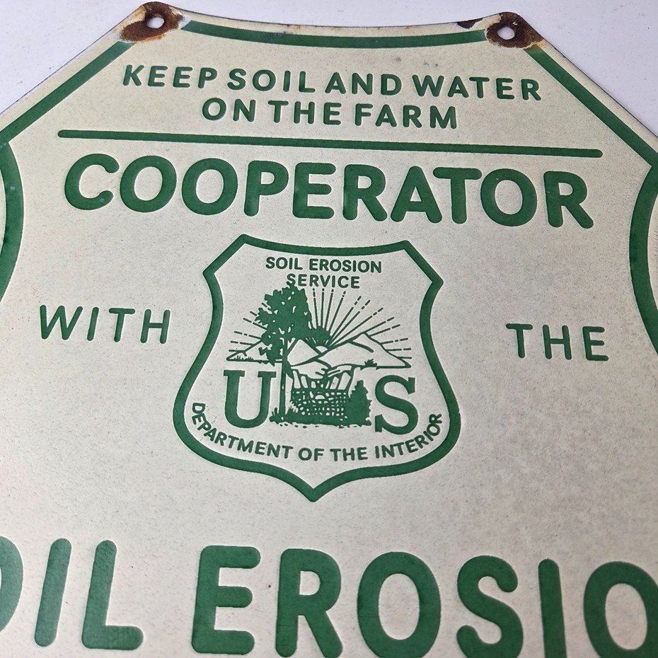 Vintage AG Department Sign - Forest Service Soil Erosion Gas Pump Porcelain Sign - Image 3