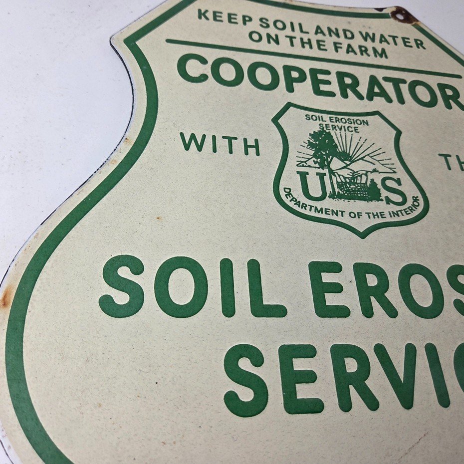 Vintage AG Department Sign - Forest Service Soil Erosion Gas Pump Porcelain Sign - Image 6