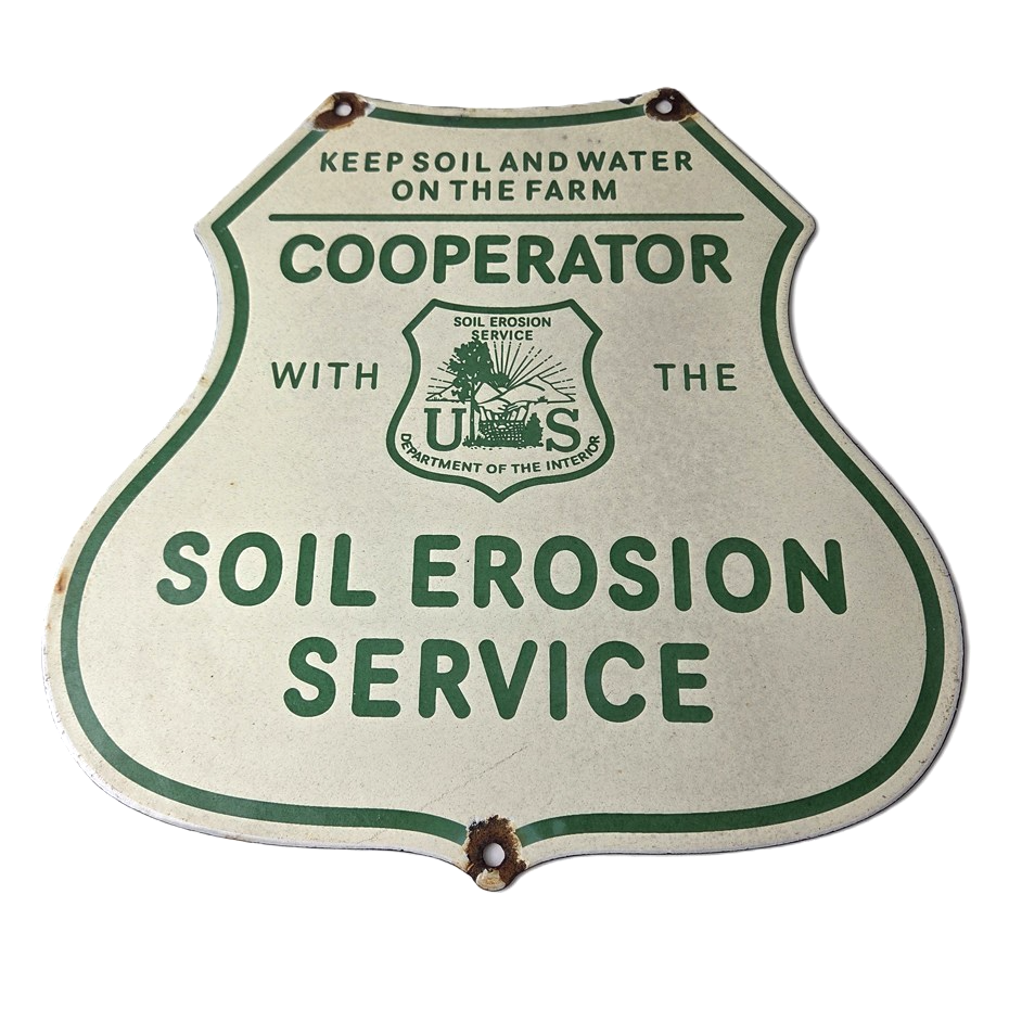 Vintage AG Department Sign - Forest Service Soil Erosion Gas Pump Porcelain Sign