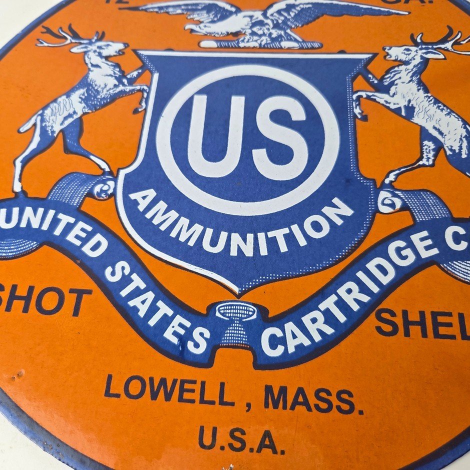 Vintage Ajax Ammunition Sign - Firearm Shotguns Porcelain Gas Ammunition Sign - Image 4