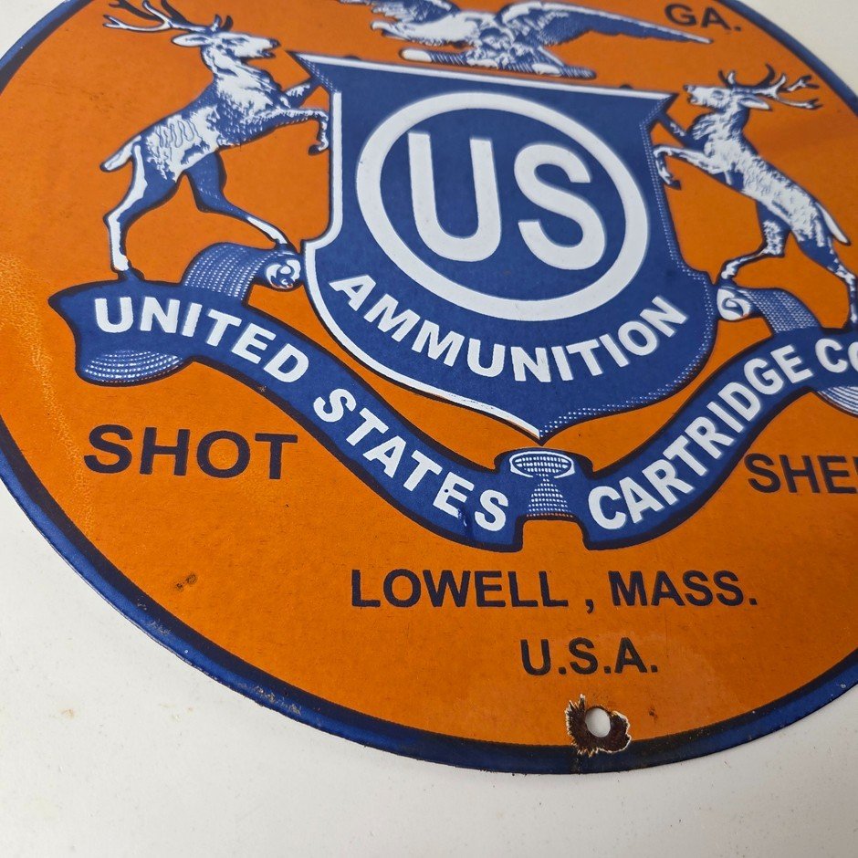 Vintage Ajax Ammunition Sign - Firearm Shotguns Porcelain Gas Ammunition Sign - Image 7