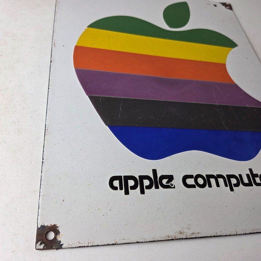 Vintage Apple Computers Sign - Authorized Dealer Service Gas Porcelain Sign - Image 11