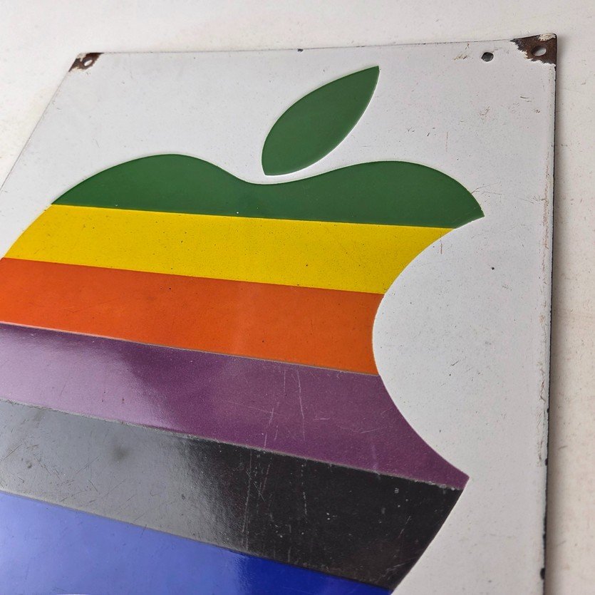 Vintage Apple Computers Sign - Authorized Dealer Service Gas Porcelain Sign - Image 12